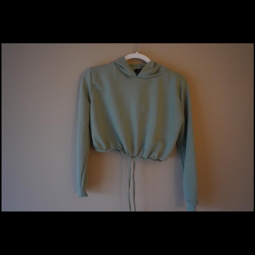 Green Cropped Hoodie